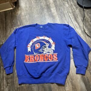 Denver Broncos Vintage Champion Sweatshirt Men’s XL Blue NFL Made USA